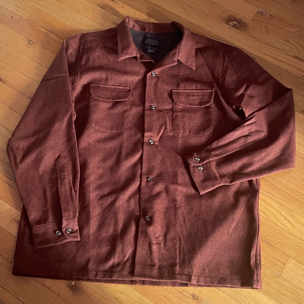 Mens Pendleton Rust Solid Wool Board Shirt - image 3